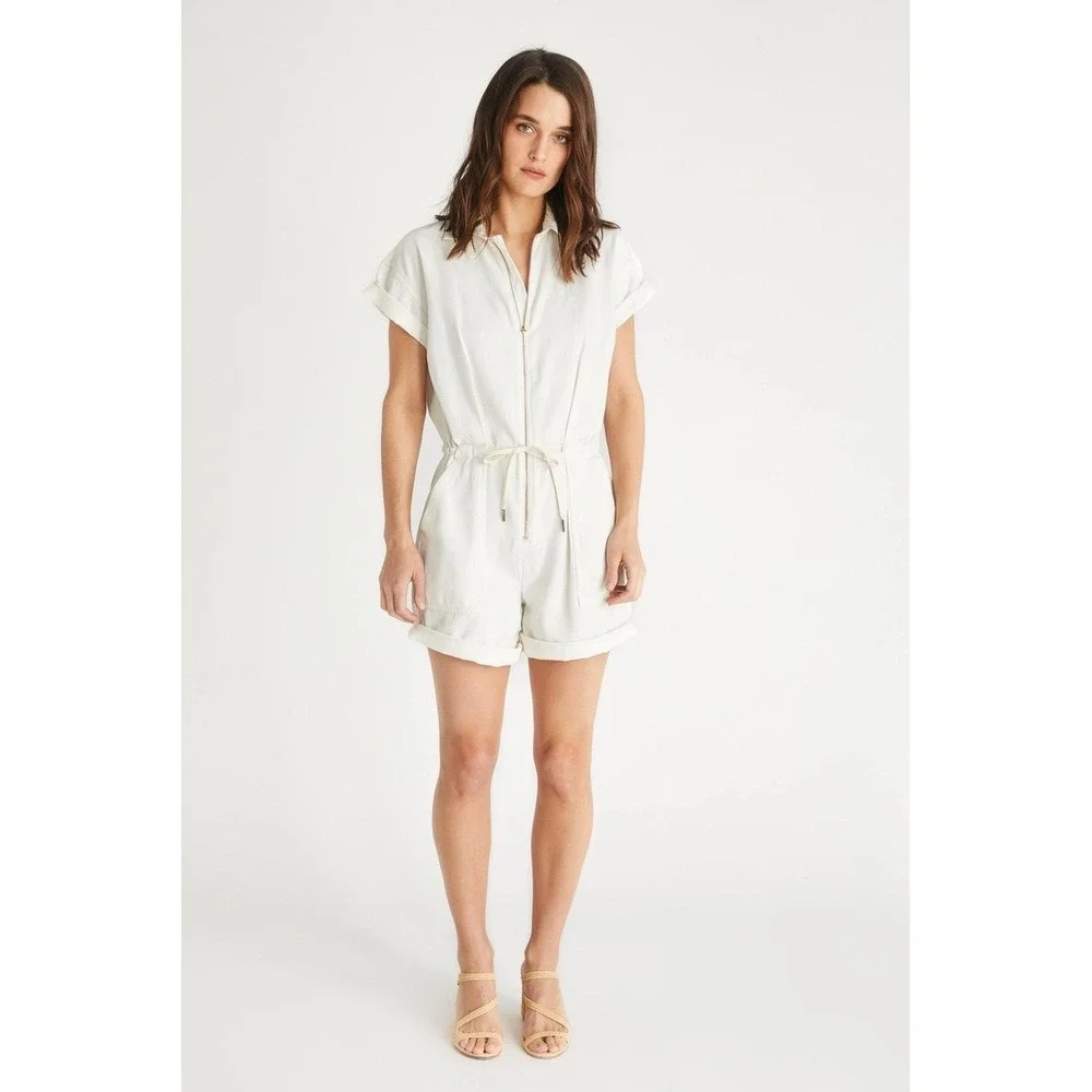 Etica‎ Amie old money Romper Natural Beige Women's Small EUC Sustainable Cotton